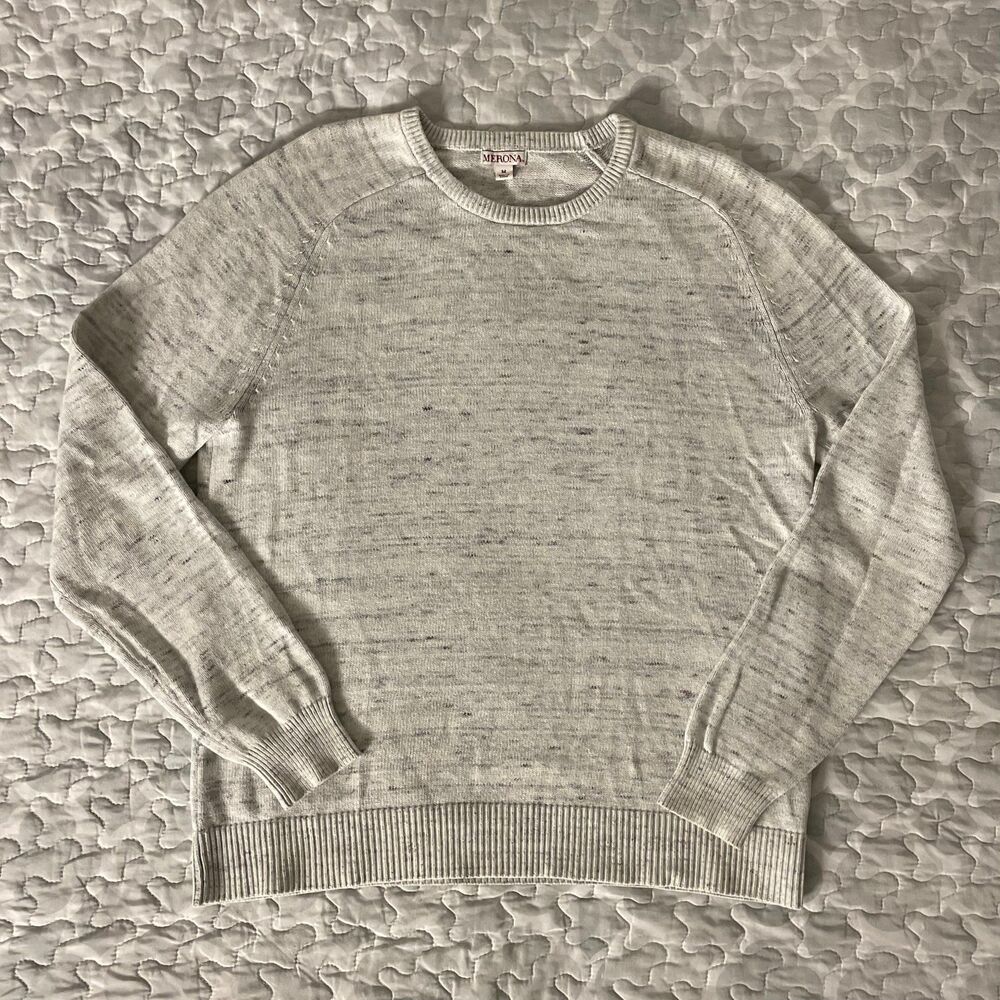 [Size Medium] Merona Men's White/Grey Heather Sweater